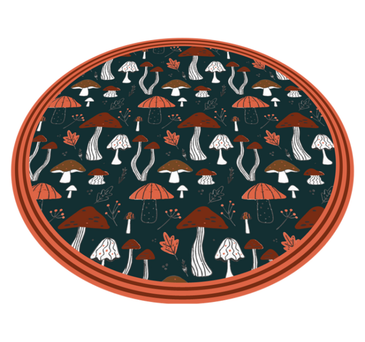 Brune sopp over en blå bakgrunn vinyl teppe blomster og planter - Tenstickers