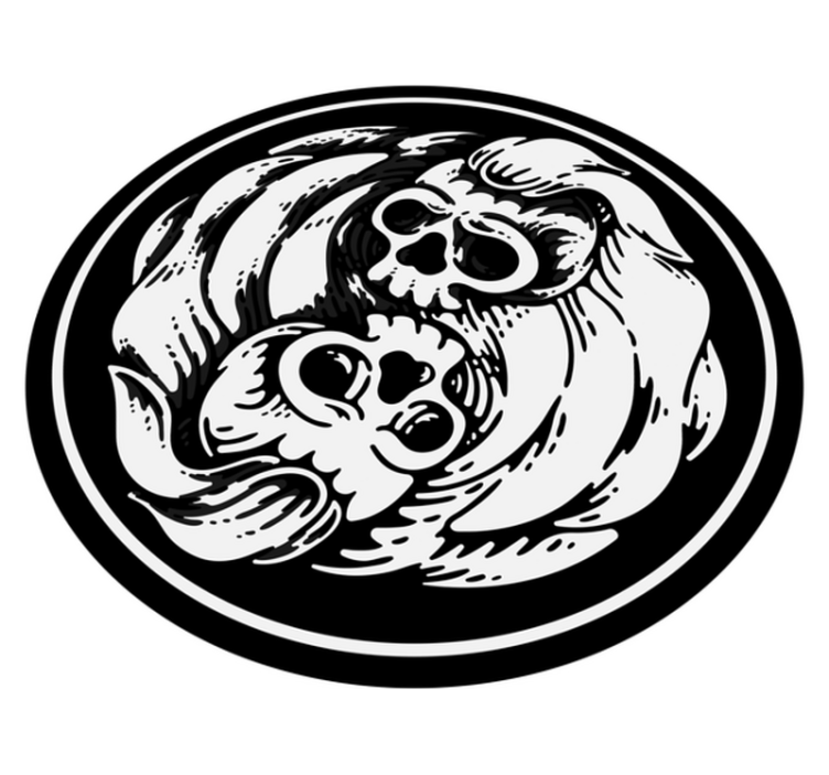 Svart og hvitt yin yang vinyl teppe stue - Tenstickers
