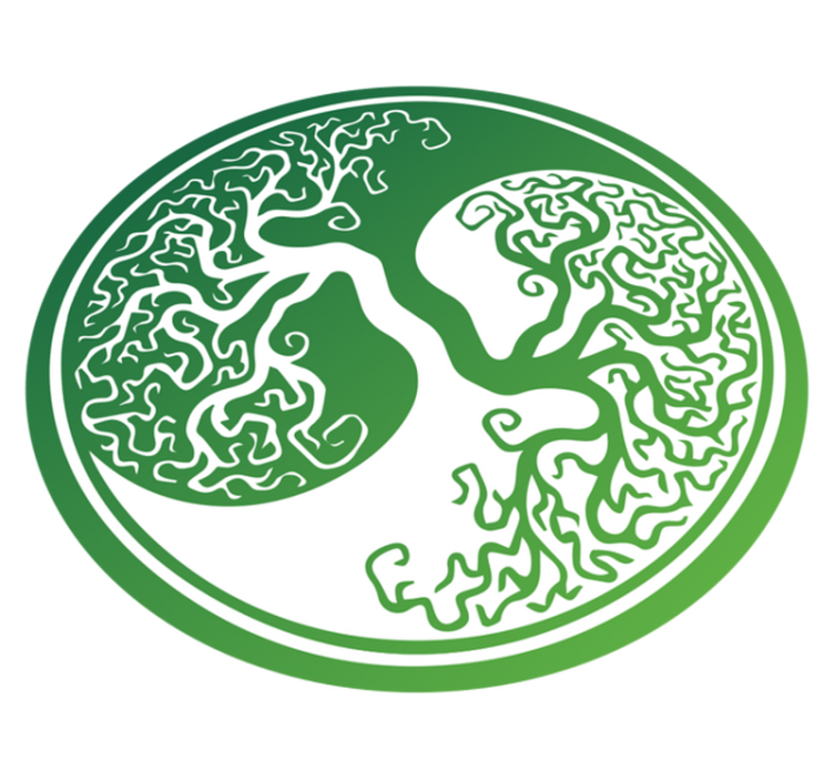 Det opprinnelige livets yin yang -tre vinyl teppe rund - Tenstickers