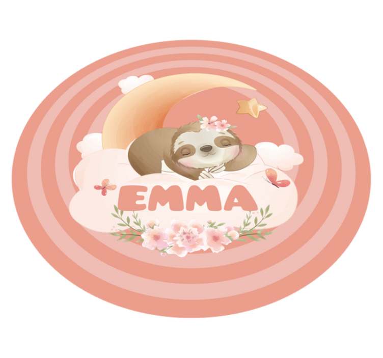 Søte dyr dovendyr med navn vinyl teppe baby - Tenstickers