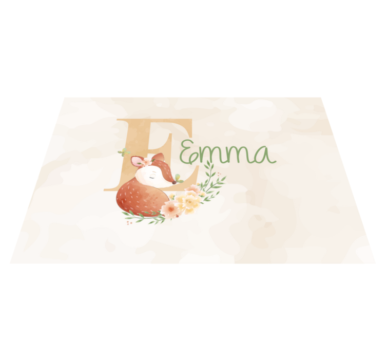 Søte dyr hjort med navn vinyl teppe baby - Tenstickers