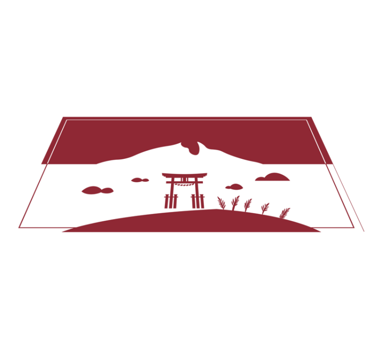 Japansk struktur innsjø, fjell vinyl teppe moderne - Tenstickers