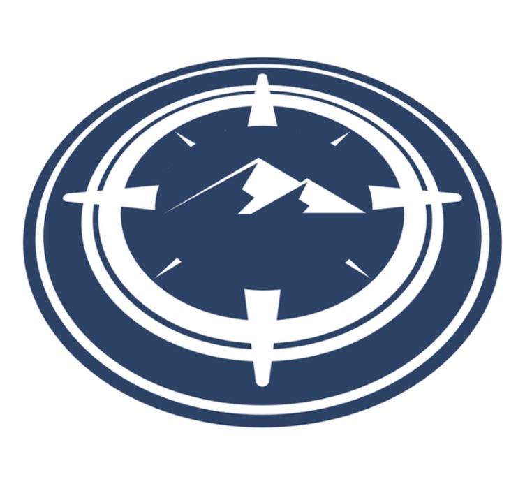 Rundt kompass med fjell vinyl teppe moderne - Tenstickers