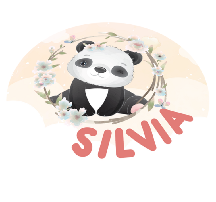 Søte dyr panda med navn Vinyl teppe firkant - Tenstickers