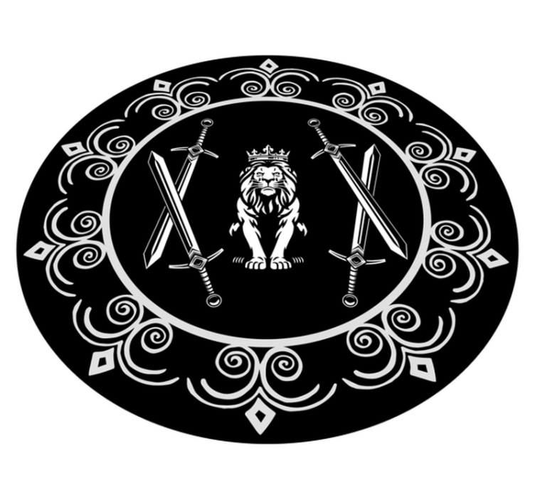 Majestetisk løveemblem vinyl teppe rund - Tenstickers