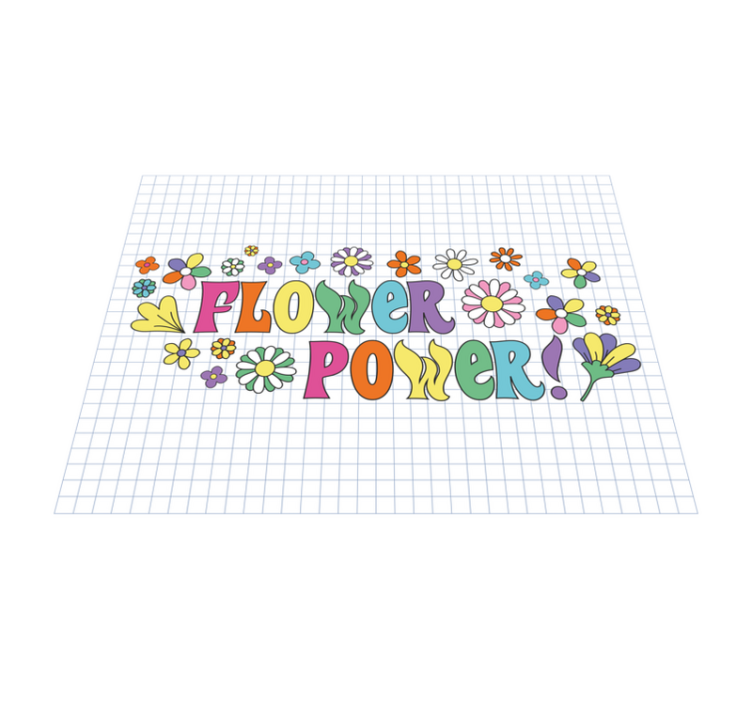 Flower power slagord vinyl teppe vintage - Tenstickers