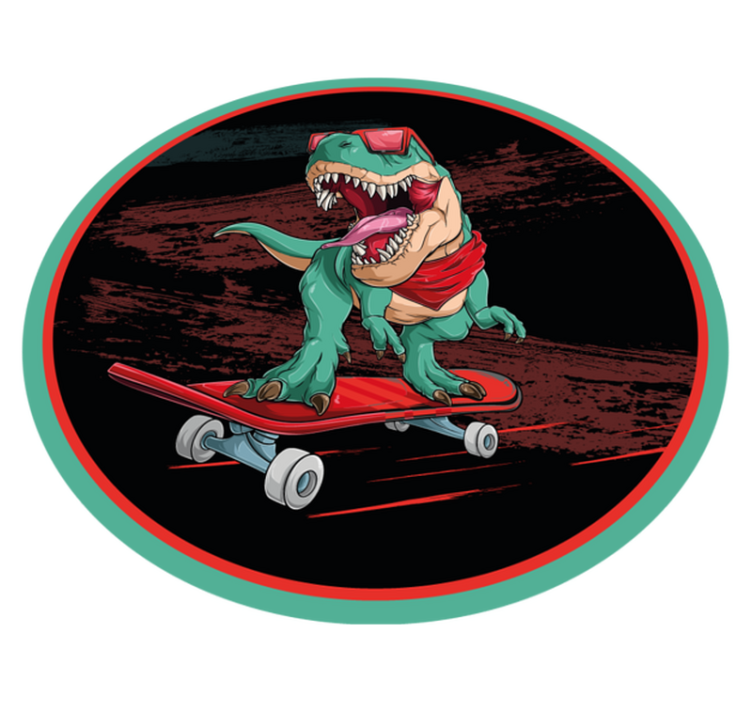 Kul skateboard-dinosaur vinyl teppe ungdom - Tenstickers
