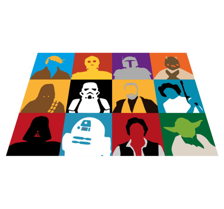 Ikoniske karaktersilhuetter Vinyl teppe flere barn - Tenstickers