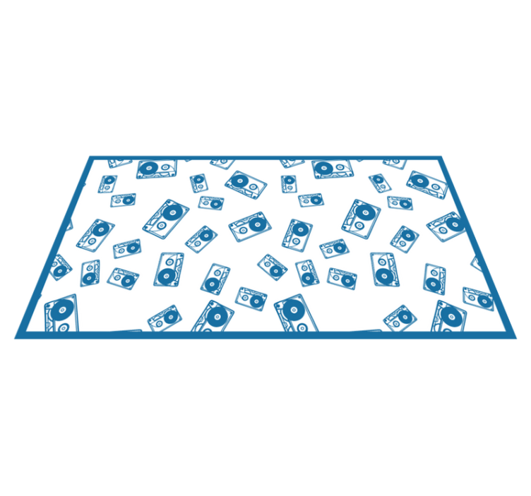 Blått kassettbåndmønster vinyl teppe vintage - Tenstickers