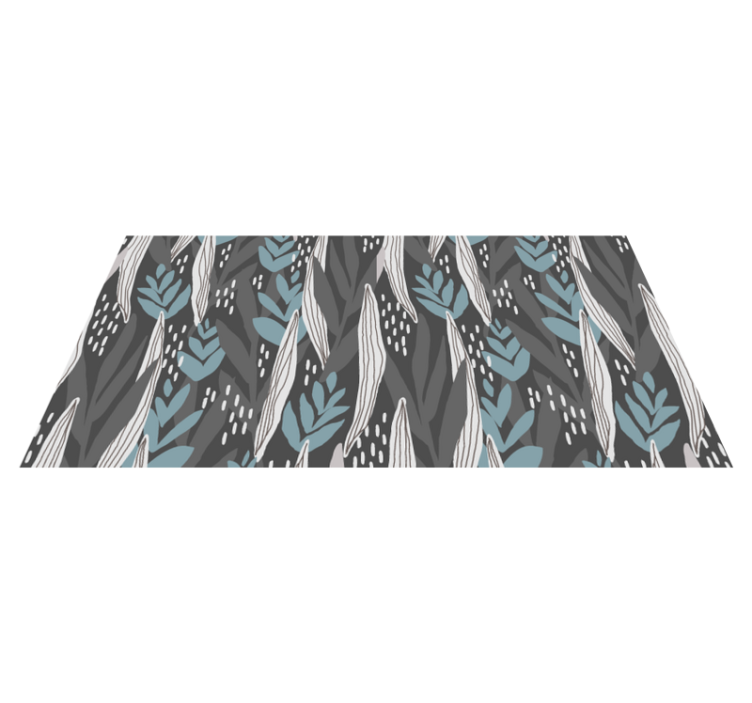 Bladmønstre i aqua vinyl teppe natur - Tenstickers