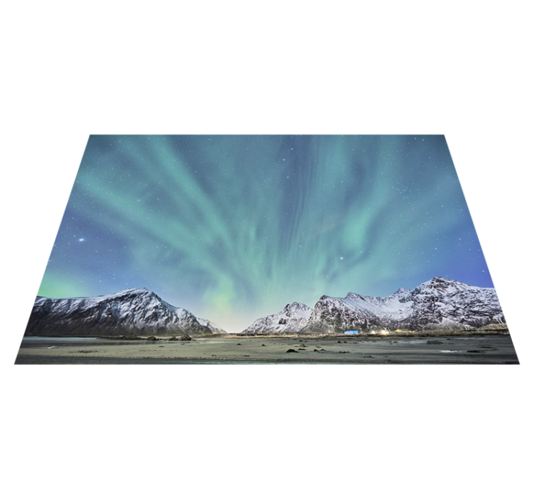 Nordlys i fjell vinyl teppe soverom - Tenstickers