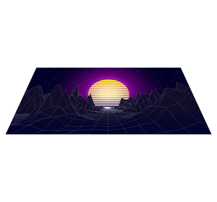 Retro futuristisk landskap vinyl teppe moderne - Tenstickers