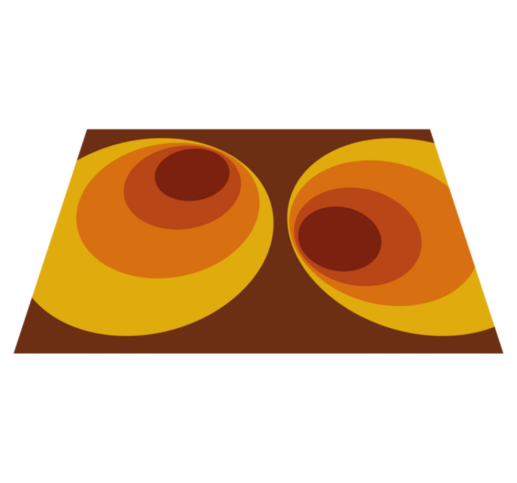 70-talls sirkulære oransje mønstre vinyl teppe vintage - Tenstickers