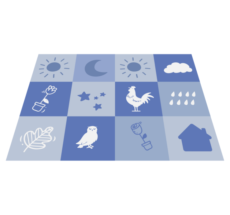 Blått vær og planter fliser vinyl teppe baby - Tenstickers