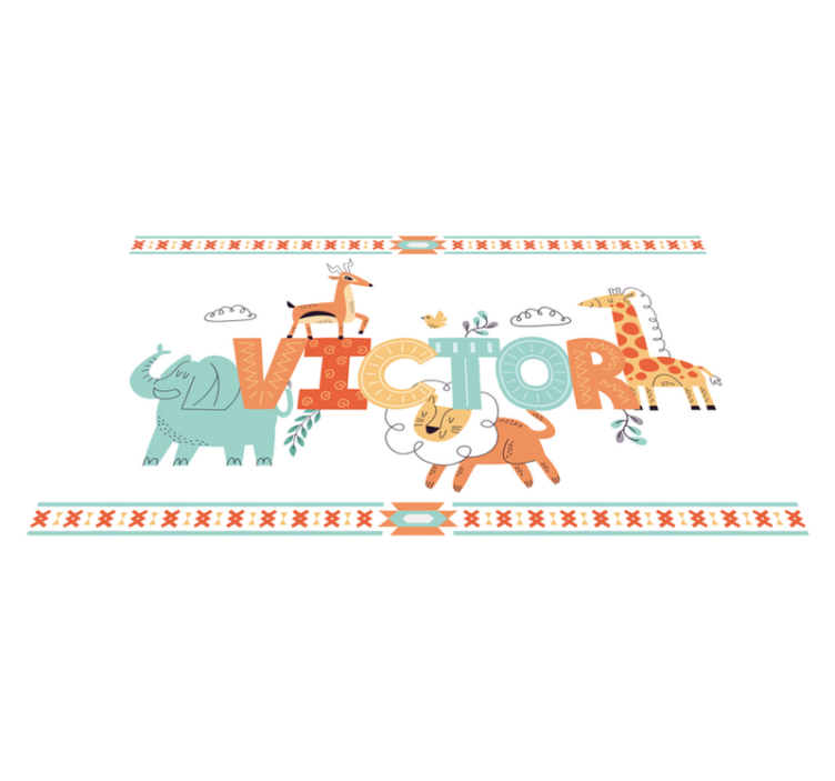 Tilpassede navn jungeldyr vinyl teppe med navn - Tenstickers