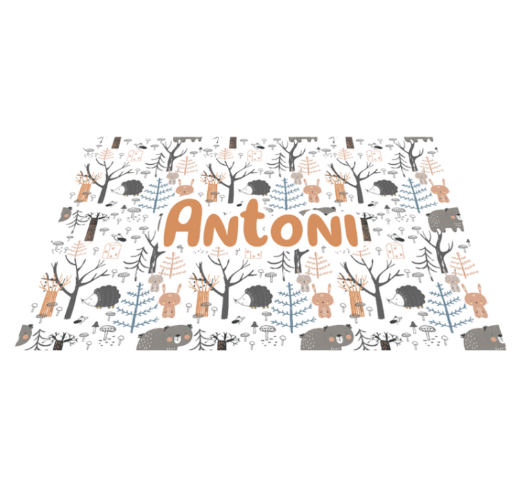 Skandinavisk skog med dyr Vinyl teppe flere barn - Tenstickers