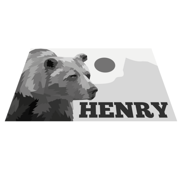 Geometriske-dyr grå bjørn vinyl teppe med navn - Tenstickers