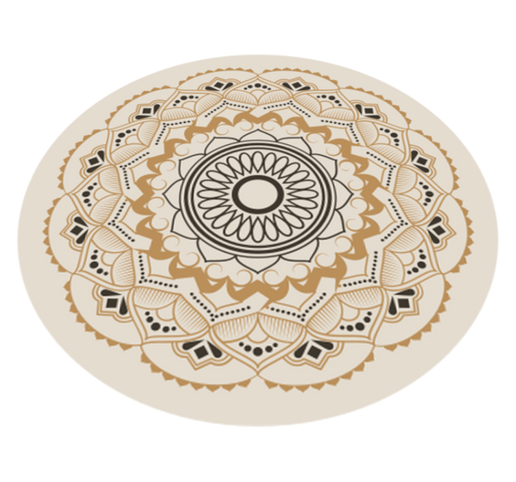 Beige mandala sirkulær design vinyl teppe - Tenstickers
