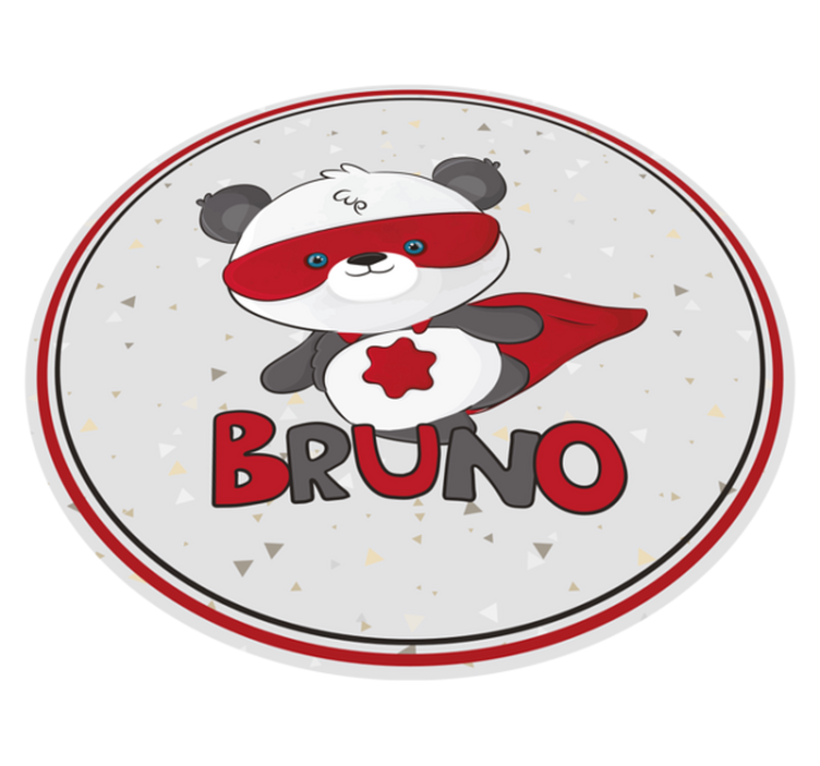Superpanda vinyl teppe med navn - Tenstickers