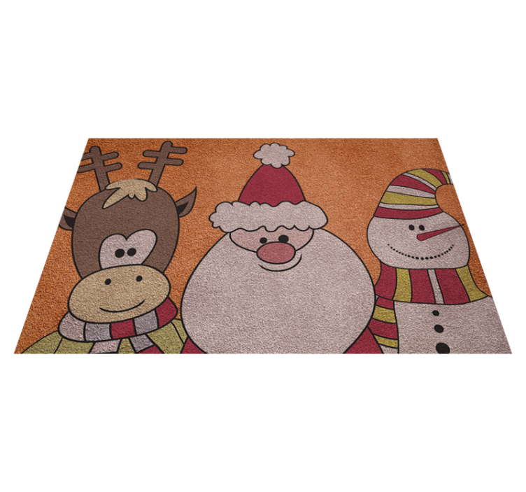 Rein, Santa og snømann Jul vinyl teppe - Tenstickers