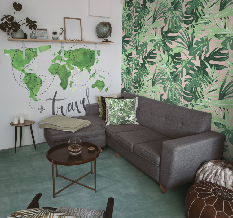 Dempet blågrønn fargetone marmor vinylteppe - Tenstickers