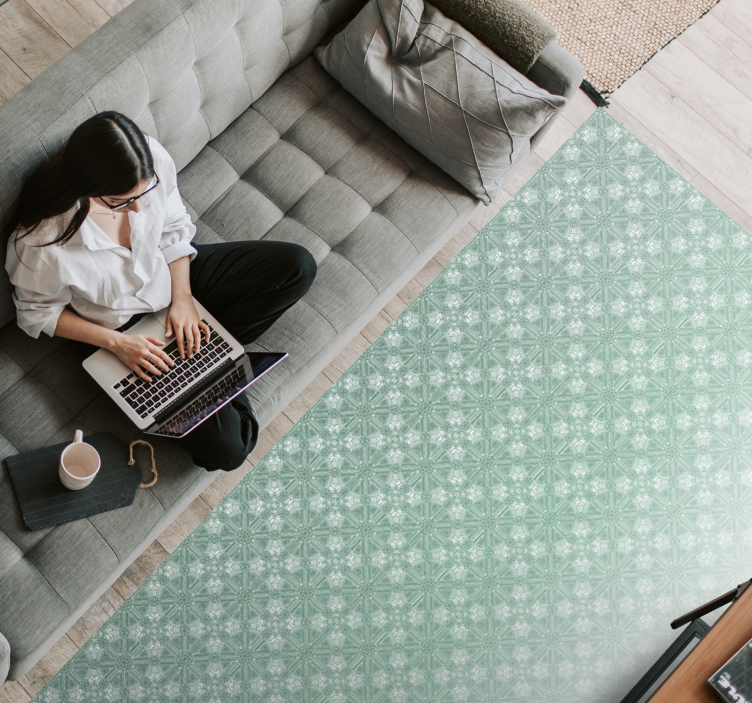 Mintgrønne mønstre vinyl teppe soverom - Tenstickers