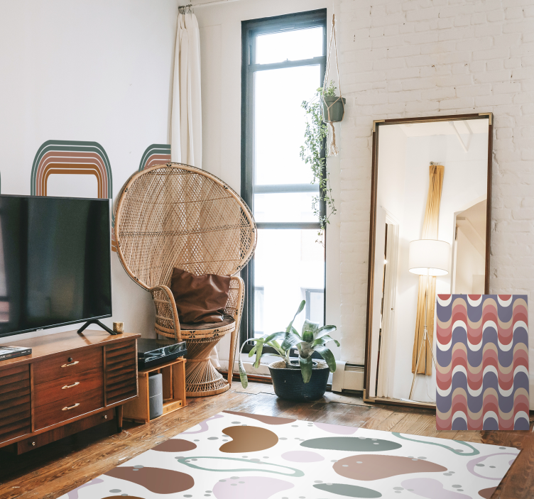 Uregelmessig abstrakt formmønster vinyl teppe minimalistisk - Tenstickers