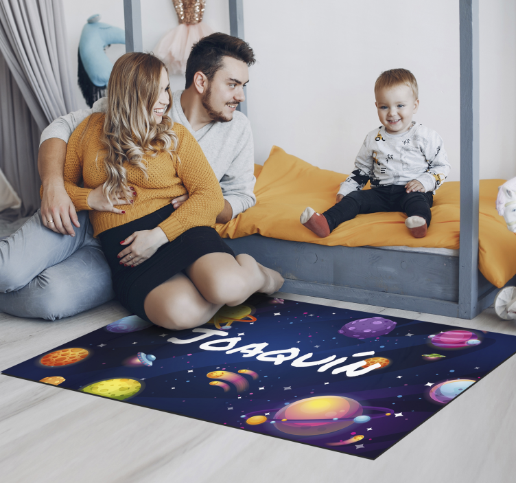 Univers og planeter vinylteppe med navn - Tenstickers