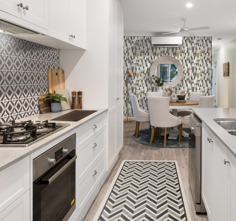 Klassisk chevronmotiv vinyl teppe geometrisk - Tenstickers