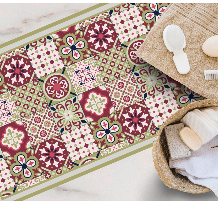 Flerfargede mosaikkmønstre vinylteppe - Tenstickers