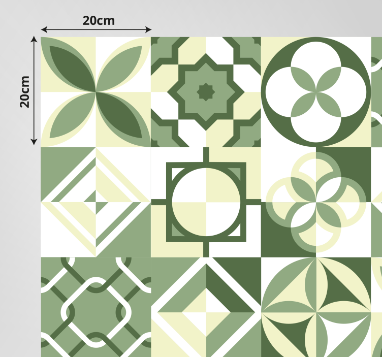 Grønt firkantet fliseteppe - Tenstickers