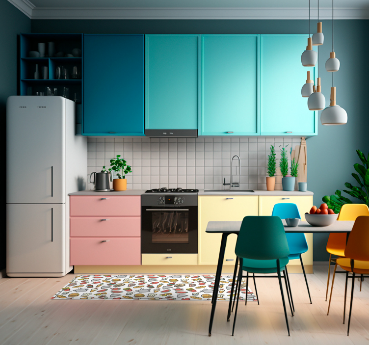 Mat ikoner mønster moderne vinyl teppe - Tenstickers