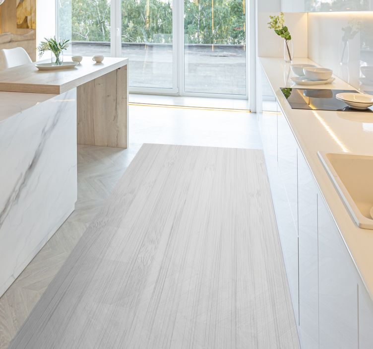 Hvitt tre kjøkken vinylteppe - Tenstickers