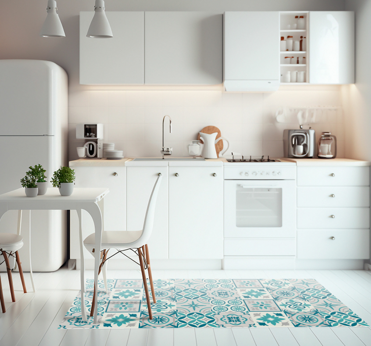 Eklektisk turkis vinyl kjøkkenmatte - Tenstickers