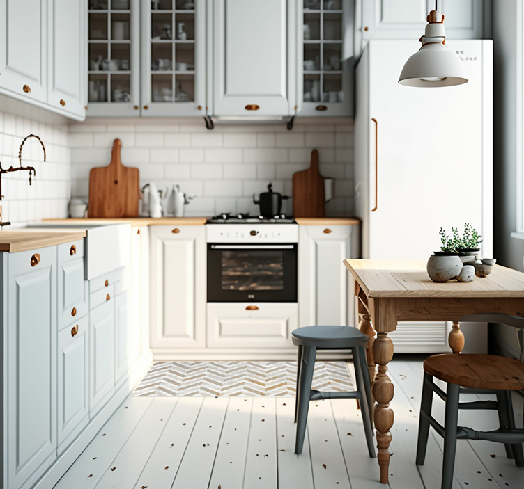 Hvite matte marmor kjøkken stein gulvfliser - Tenstickers