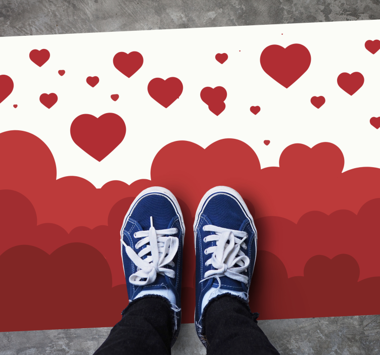 Rødt hjerte sky design vinyl teppe soverom - Tenstickers