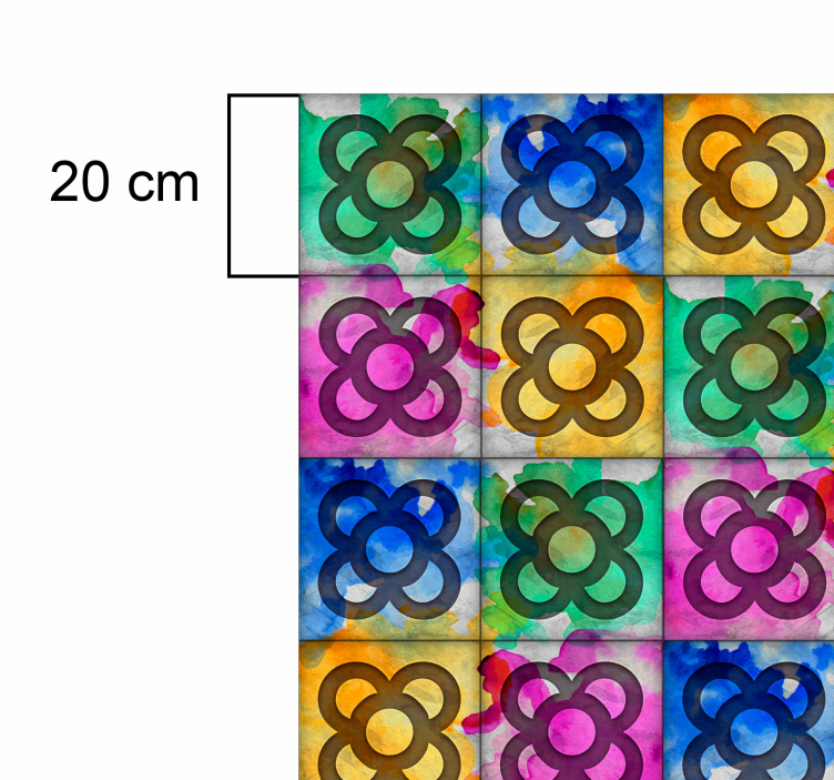 Fargerike fliser vintage vinylteppe - Tenstickers