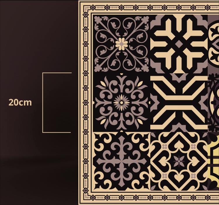 Svart sement haler fliser teppe - Tenstickers