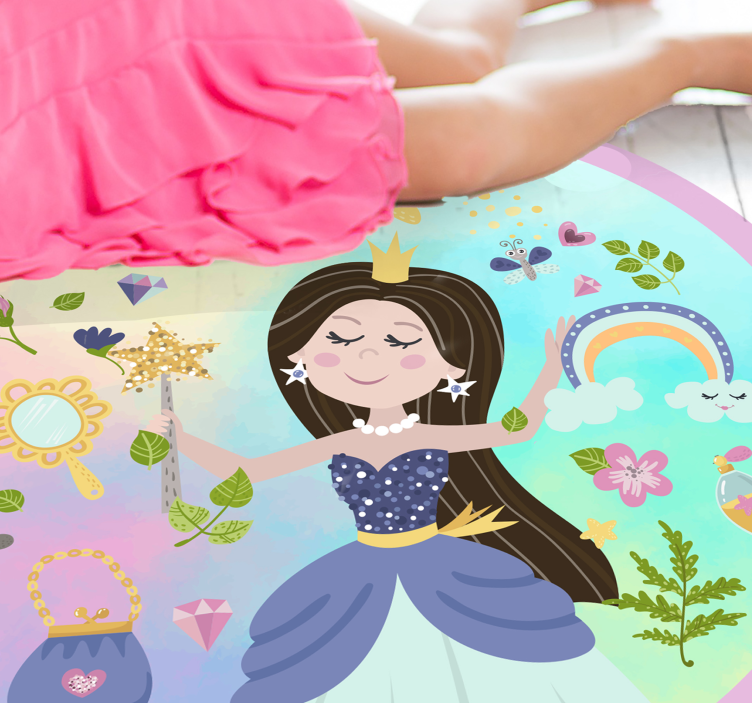 Prinsesse flerfarget bakgrunn vinyl vinylteppe - Tenstickers