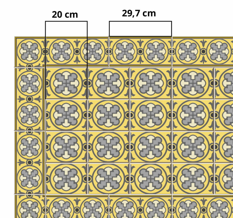 Vinylteppe kjøkken gråtoner og gule - Tenstickers