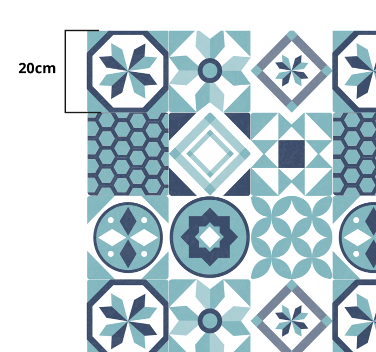 Mørkeblå ornamenter fliseteppe - Tenstickers