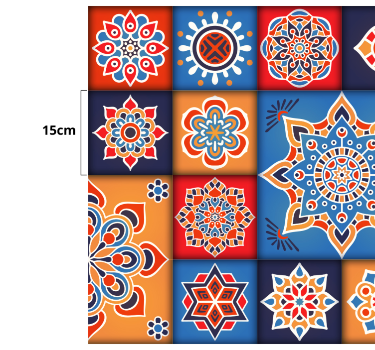 Fargerike blomsterfliser kjøkkengulvfliser - Tenstickers