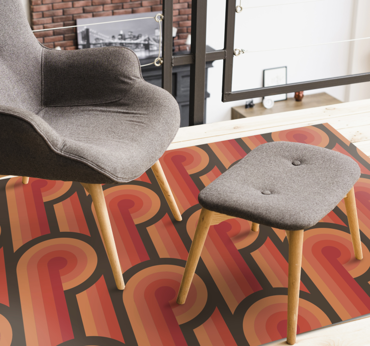 70-tallet oransje knute vintage vinyl teppe - Tenstickers