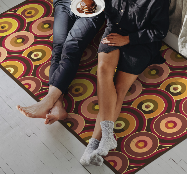 70-tallet pop gamle sirkelmønstre vintage vinyl teppe - Tenstickers