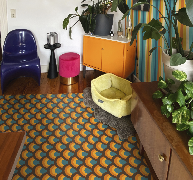 70-tallets regnbue bølger vintage vinyl teppe - Tenstickers