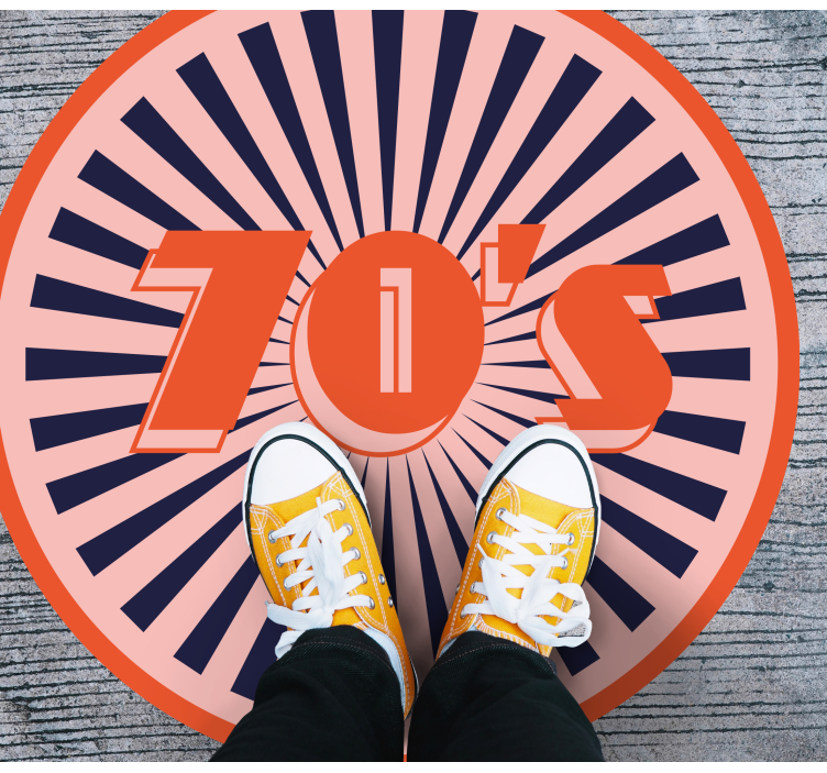 70-talls tekst i virvel vinyl teppe vintage - Tenstickers