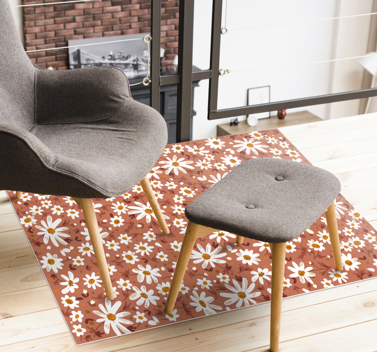 70-talls tusenfryd blomst orange oransje vinylteppe - Tenstickers