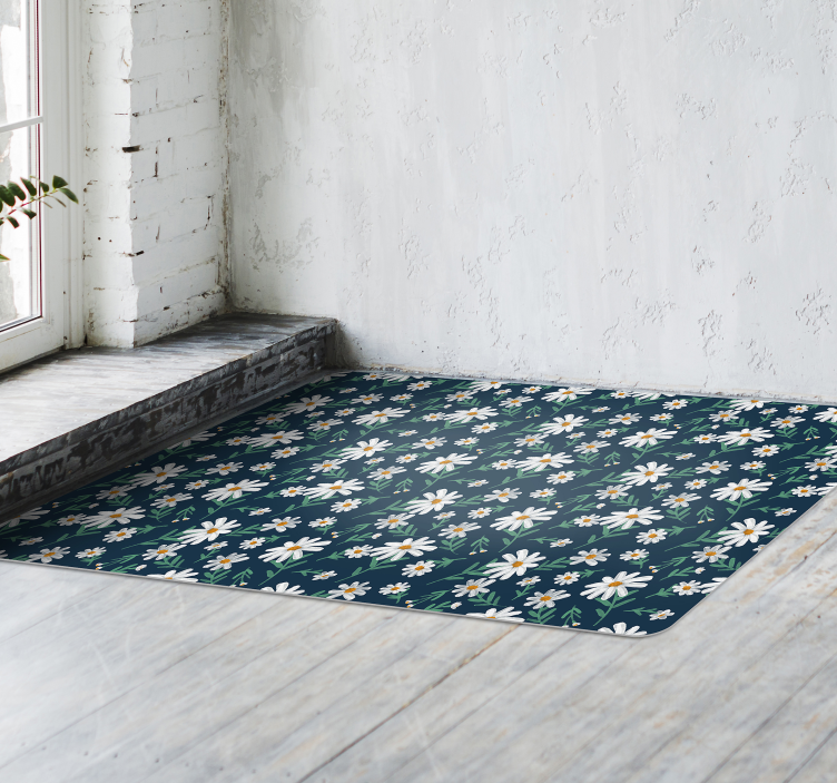 70-talls tusenfryd blomst vinyl stue teppe - Tenstickers