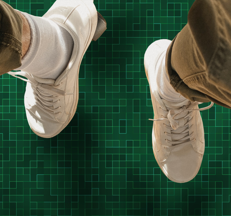 Abstrakt lysegrønn mosaikk vinyl teppe hydraulisk - Tenstickers