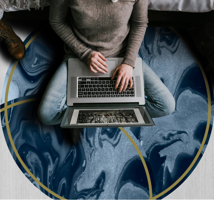 Abstrakt marmorbølget sirkulært design tekstur vinylteppe - Tenstickers